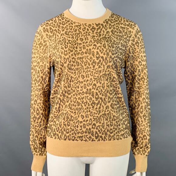 MICHAEL KORS -COLLECTION- Tops - MICHAEL KORS COLLECTION Size L Tan Copper Cashmere Studded Animal Print Sweater